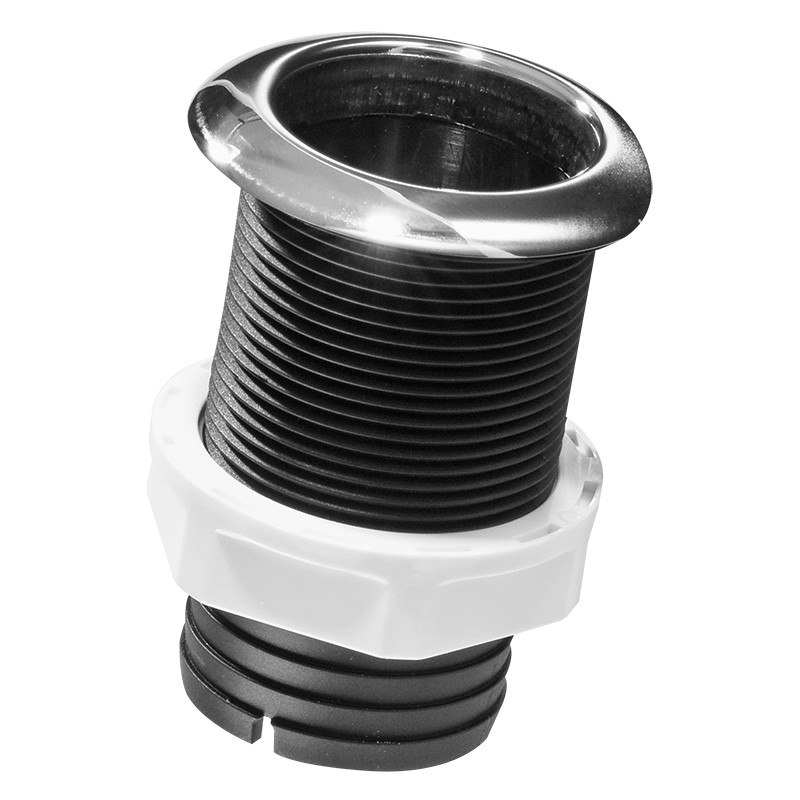 PRZEJŚCIE BURTOWE L115MM, TWORZYWO, CZARNE, GWINT 1 1/2" KRÓCIEC 38MM, KOŁNIERZ ZE STALI NIERDZEWNEJ AISI 316