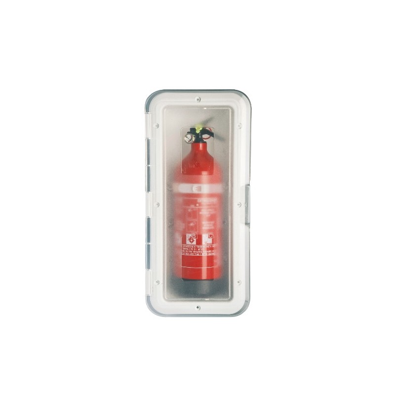 POJEMNIK NA GAŚNICĘ 1KG BIAŁY 430x196x125MM Z POKRYWA TRANSPARENTNA — zdjęcie 3