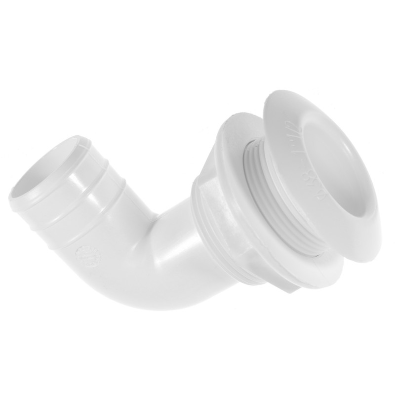 Przejście burtowe kątowe 90DEG L115MM, tworzywo, białe, gwint 1 1/2" króciec 38MM — zdjęcie 2