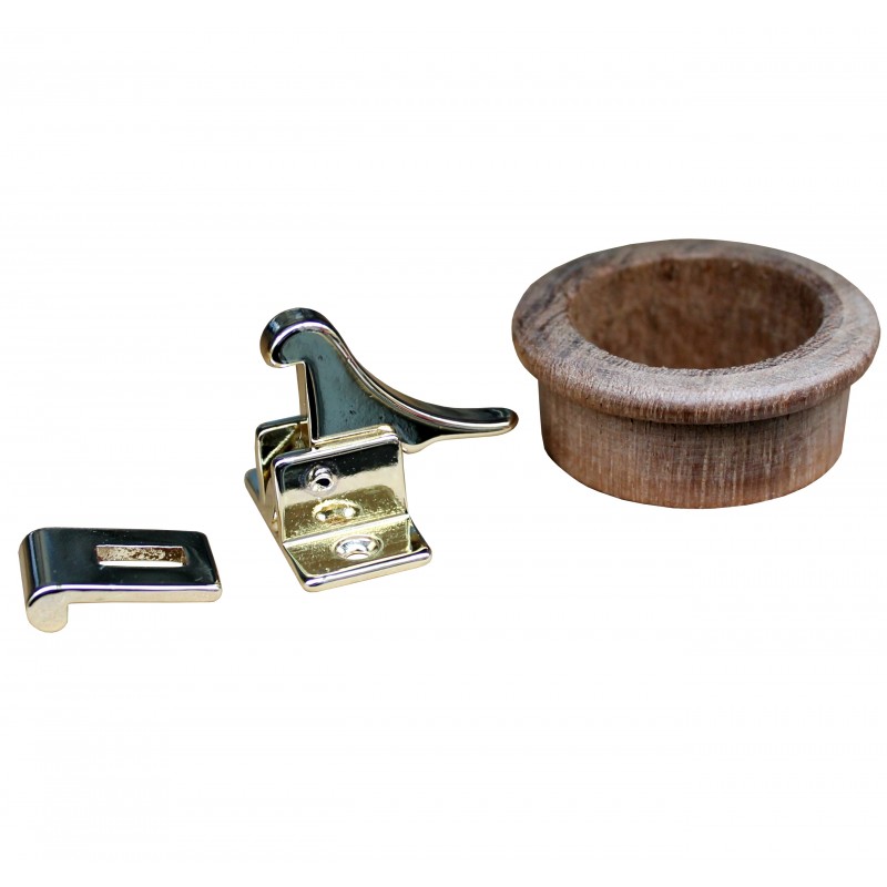 ZATRZASK/KOGUCIK, D43MM, TEAK, BRASS