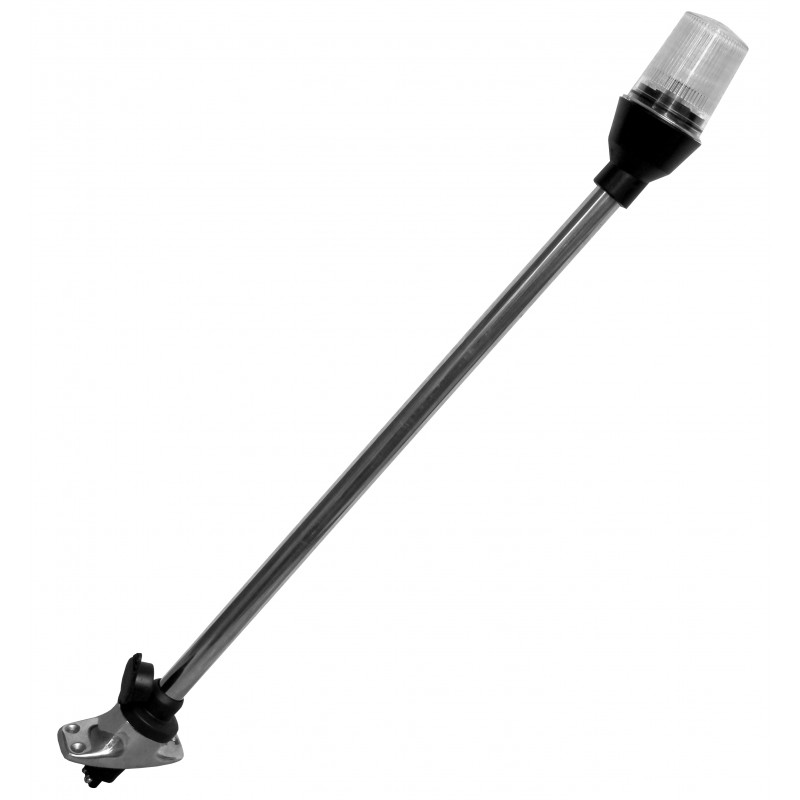 Lampa nawigacyjna na maszcie 58 CM biała 360 kotwiczne - 12V obudowa czarna z gniazdem