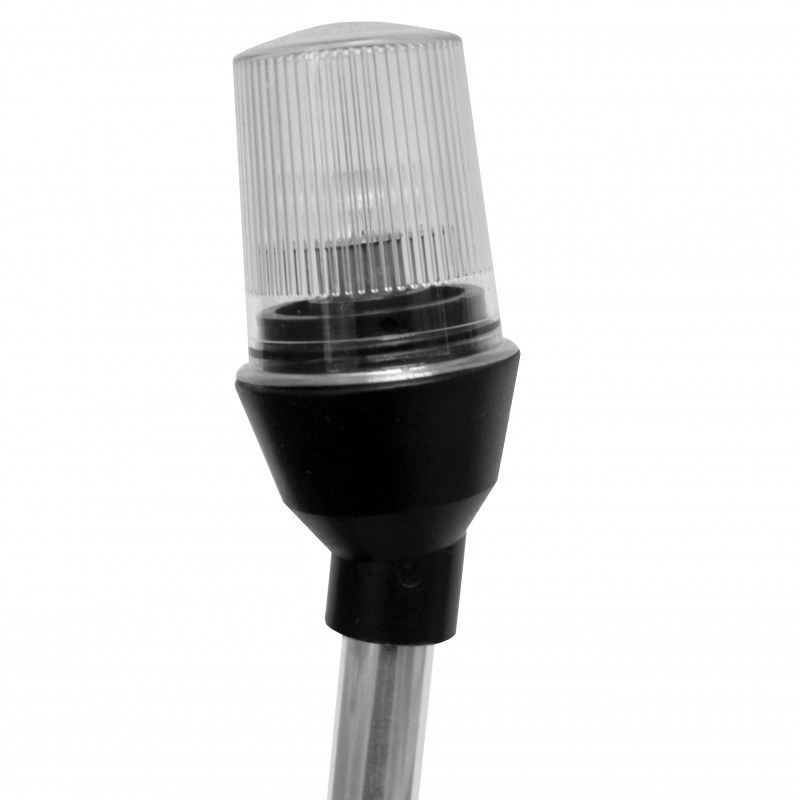 Lampa nawigacyjna na maszcie 58 CM biała 360 kotwiczne - 12V obudowa czarna z gniazdem — zdjęcie 2