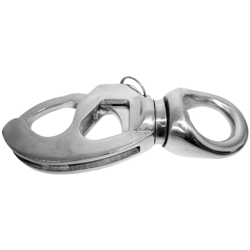 Szekla zatrzaskowa z krętlikiem okrągłym zawleczka+przycisk stal nierdzewna aisi 316 L120MM