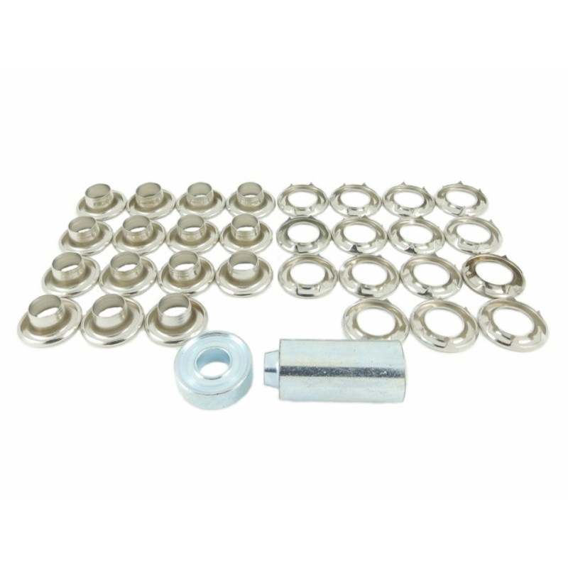 ZESTAW GROMMET 9,5mm, MOSIĄDZ NIKLOWANY 15 szt. + ZABIJAK