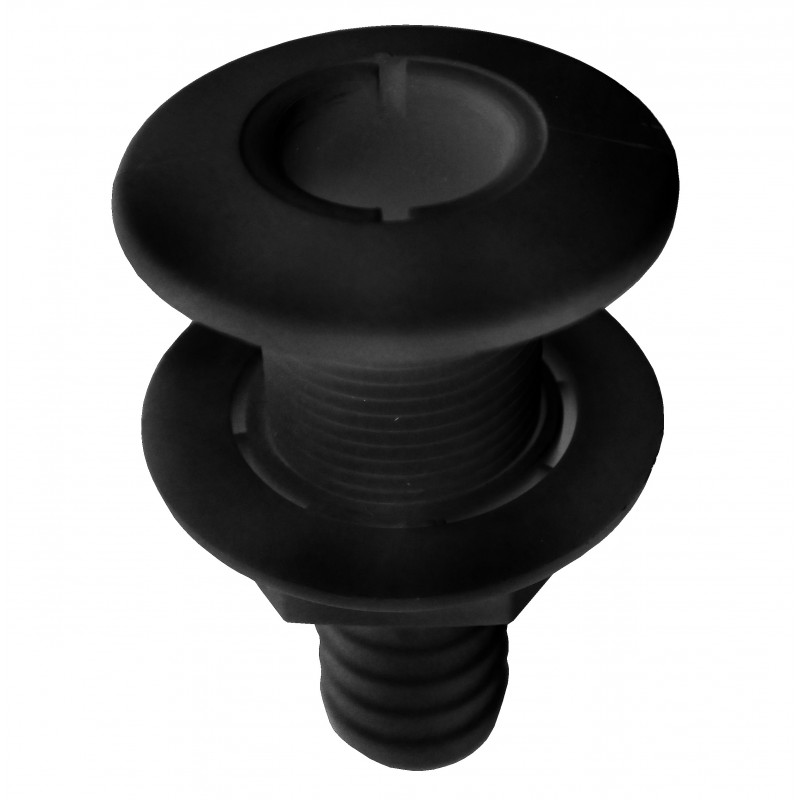 Przejście burtowe L75MM, tworzywo, czarne, gwint 5/8" króciec 15MM