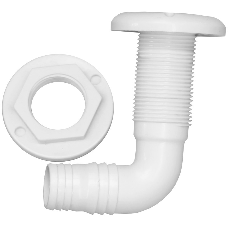 Przejście burtowe kątowe 90DEG L110MM, tworzywo, białe, gwint 1" króciec 25MM — zdjęcie 2