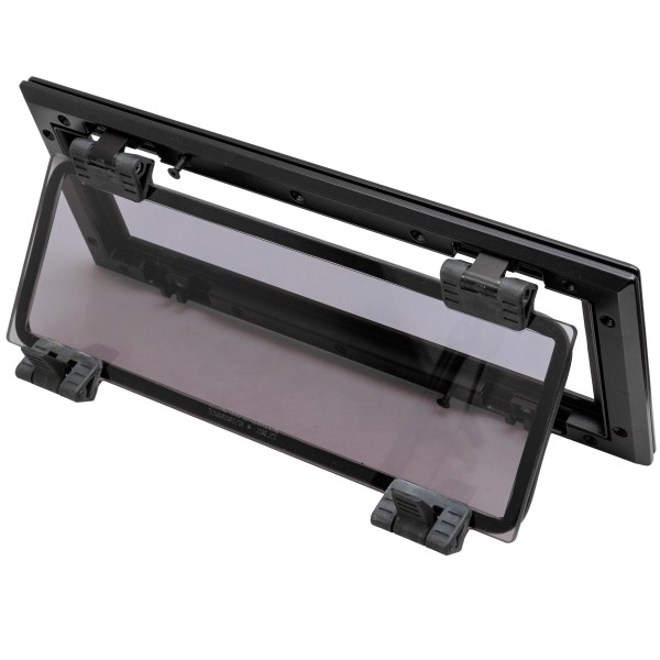 OKNO FLUSH MITRE ROZMIAR 3 - OTWIERANE - CZARNE - SZARA SZYBA - 190MMx448MM — zdjęcie 2
