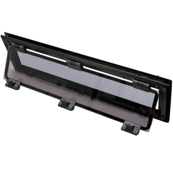 OKNO FLUSH MITRE ROZMIAR 4 - OTWIERANE - CZARNE - SZARA SZYBA - 190MMx645MM — zdjęcie 2