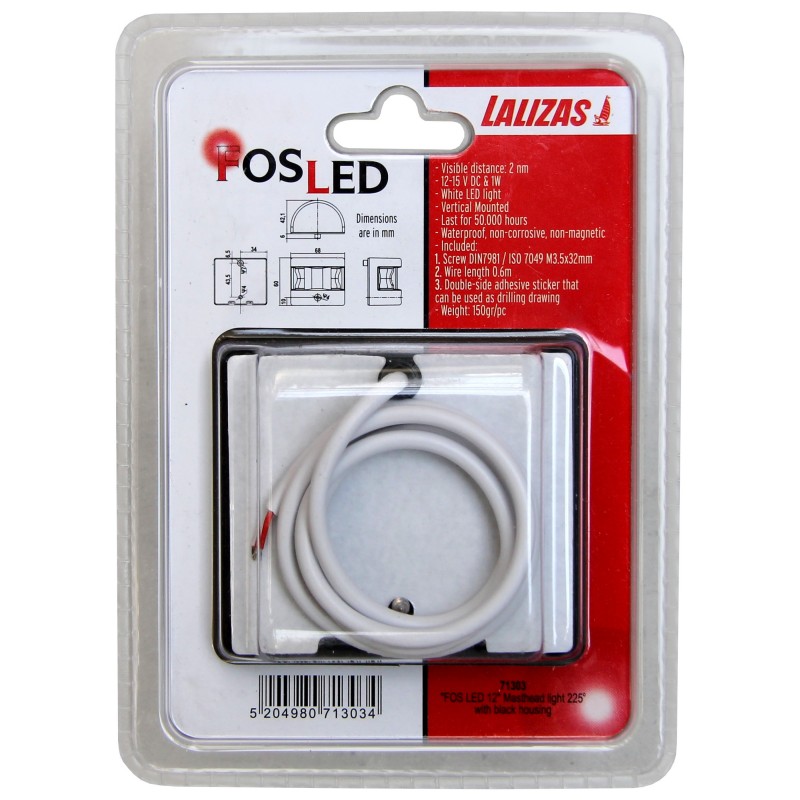 Lampa nawigacyjna masztowa silnikowa LED - 12V fos obudowa czarna — zdjęcie 3