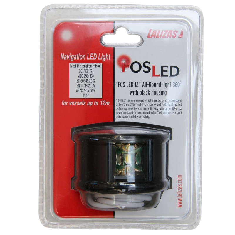 Lampa nawigacyjna biała 360 kotwiczna LED - 12V fos obudowa czarna — zdjęcie 2