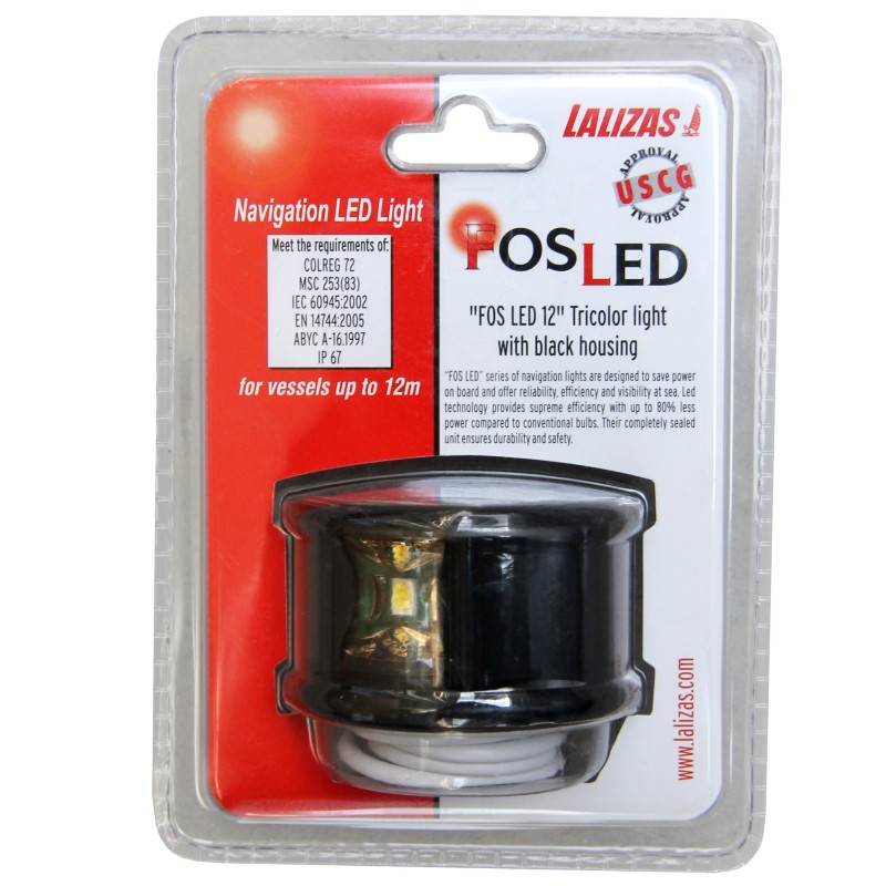 Lampa nawigacyjna trójsektorowa LED - 12V fos obudowa czarna — zdjęcie 2