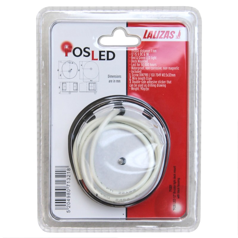 Lampa nawigacyjna dziobowa dwusektorowa LED - 12V fos obudowa czarna — zdjęcie 3