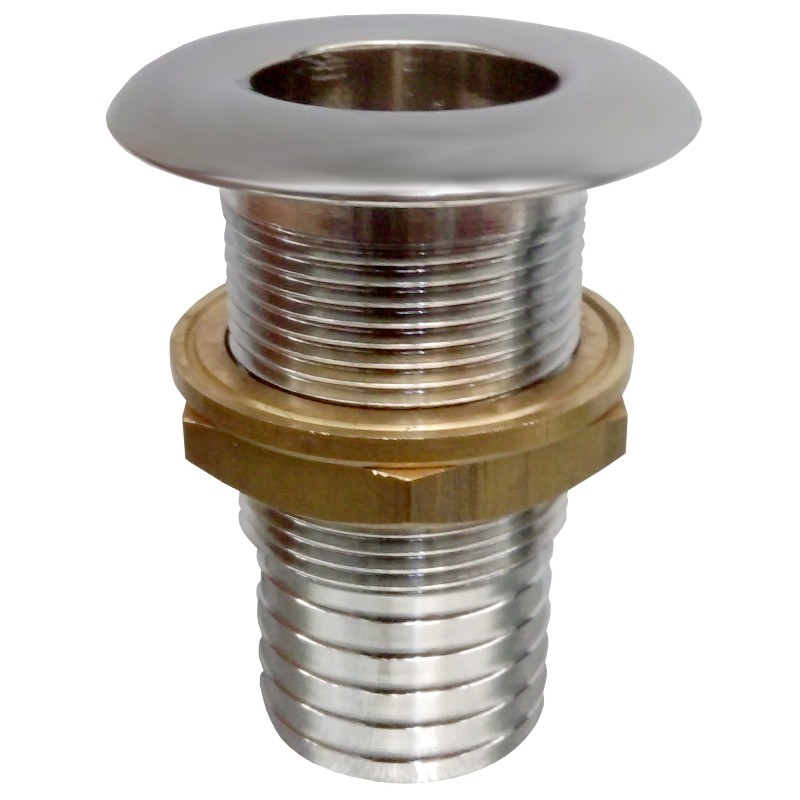 Przejście burtowe L85MM, chromed brass, gwint 1 1/4" króciec 38MM — zdjęcie 2