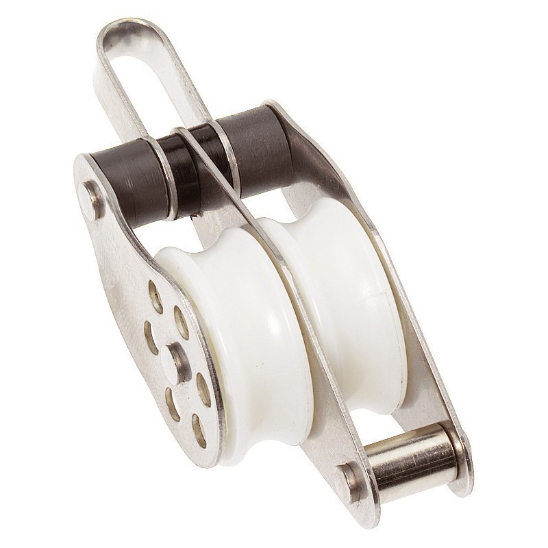BLOCZEK PODWÓJNY ROZMIAR 1 Z ZACZEPEM, LINA 8MM, STAL NIERDZEWNA (W) (X)