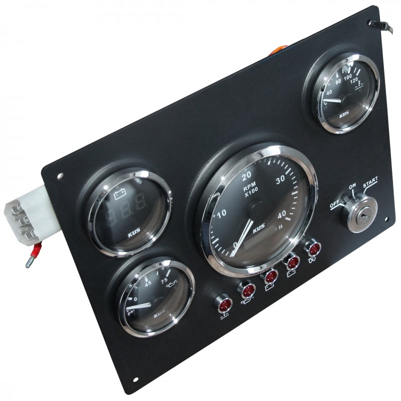 Panel silnikowy 4 zegary, stacyjka, 5 diod, 12V/24V, 250 X 190MM — zdjęcie 2