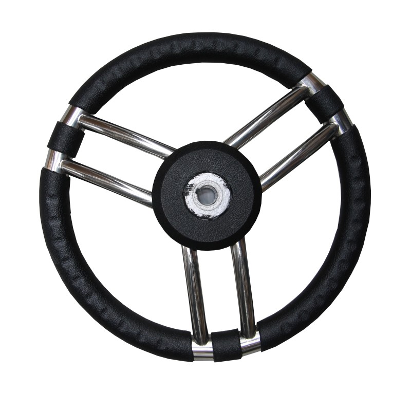 Kierownica POLIURETAN/ SS czarna 35CM — zdjęcie 2
