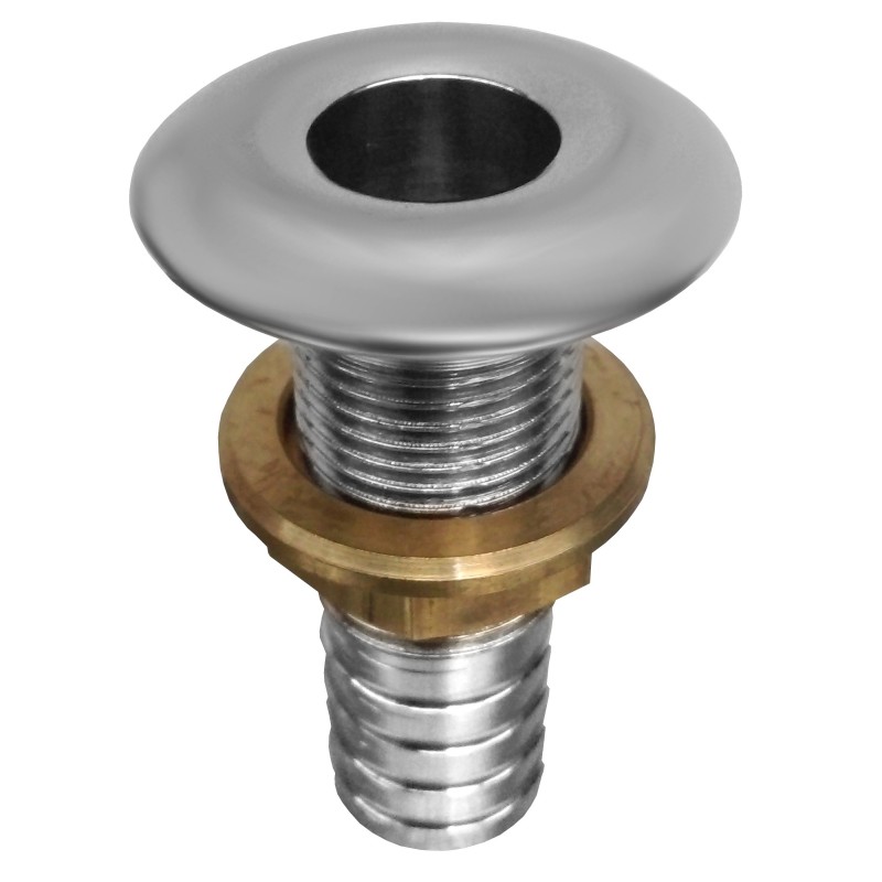 Przejście burtowe L65MM, chromed brass, gwint 1/2" króciec 19MM