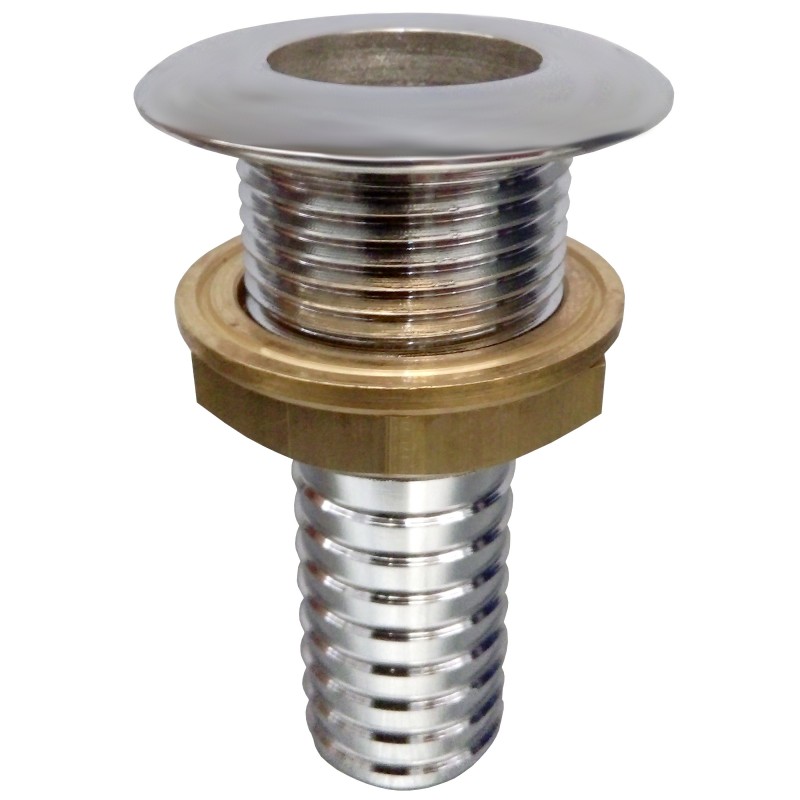Przejście burtowe L85MM, chromed brass, gwint 1" króciec 25MM — zdjęcie 2