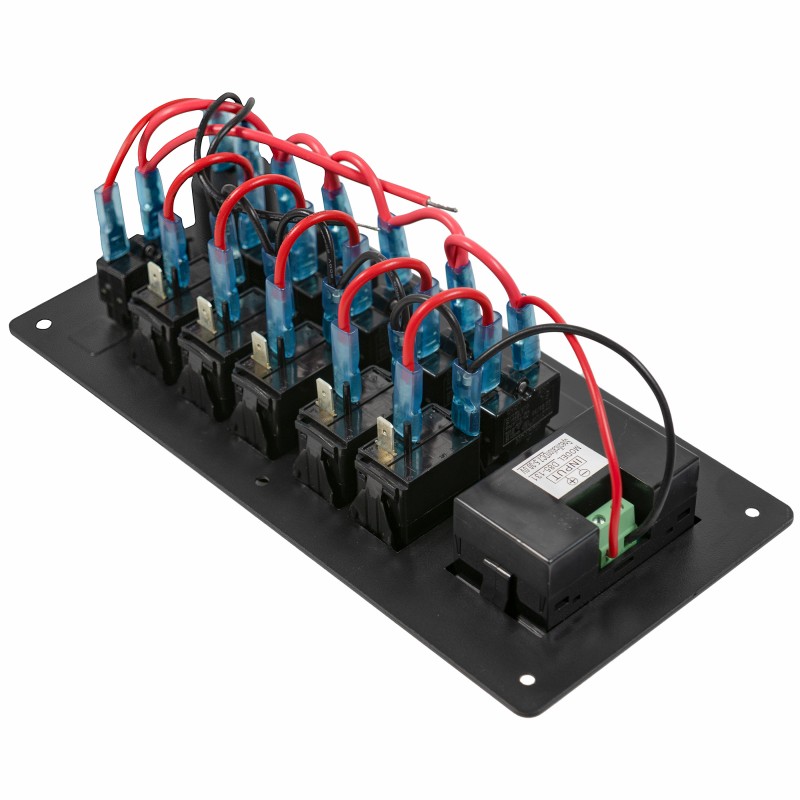 Panel elektryczny wodoszczelny IP68, 12/24V, 5 rocker switch on-off, woltomierz, 2 usb-a — zdjęcie 2
