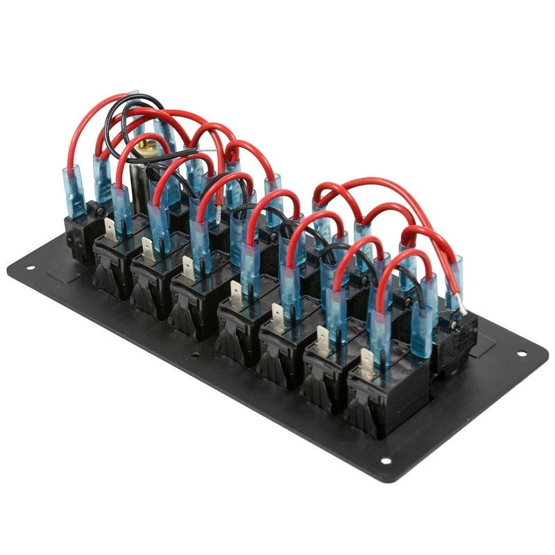 Panel elektryczny poziomy wodoszczelny IP68, 12/24V, 7 rocker switch on-off, gniazdo zapalniczki — zdjęcie 2
