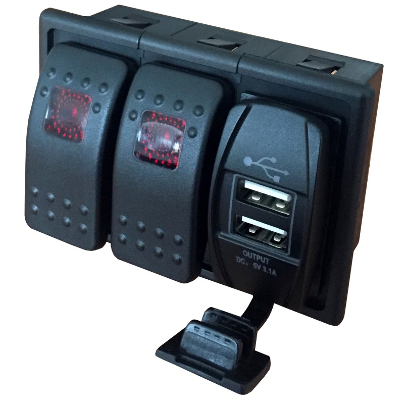 Panel elektryczny 2 rocker switch, 2USB-A — zdjęcie 2