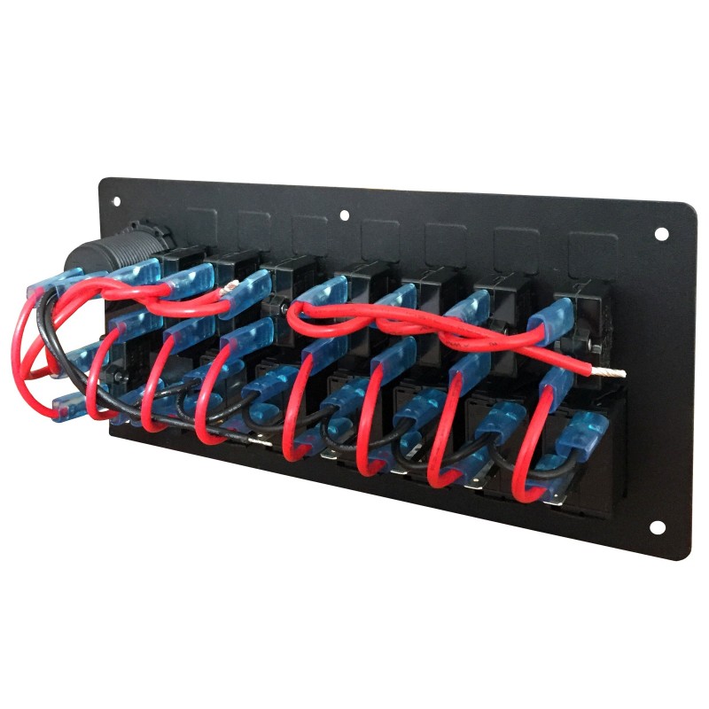 Panel elektryczny poziomy wodoszczelny IP68, 12/24V, 6 rocker switch on-off, gniazdo zasilania +usb-a — zdjęcie 3