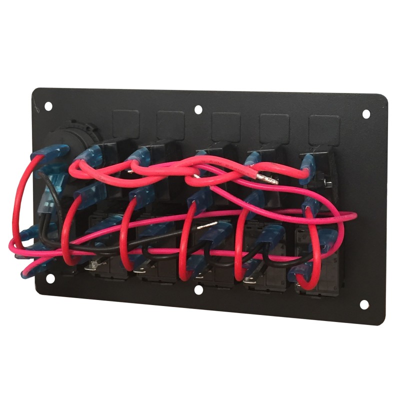 Panel elektryczny wodoszczelny IP68, 12/24V, 5 rocker switch on-off, woltomierz — zdjęcie 2